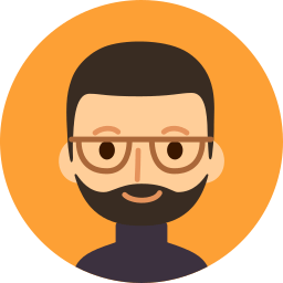Icône d'un homme aux cheveux courts et bruns, avec une barbe, portant des lunettes